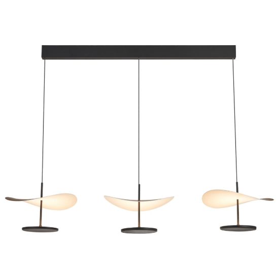 Lampadario a sospensione noce nero per sala da pranzo led 32w cct 2700k 5700k dimmerabile