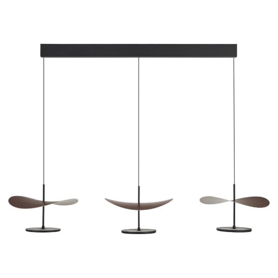 Lampadario a sospensione noce nero per sala da pranzo led 32w cct 2700k 5700k dimmerabile