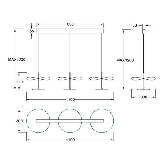 Lampadario a sospensione noce nero per sala da pranzo led 32w cct 2700k 5700k dimmerabile