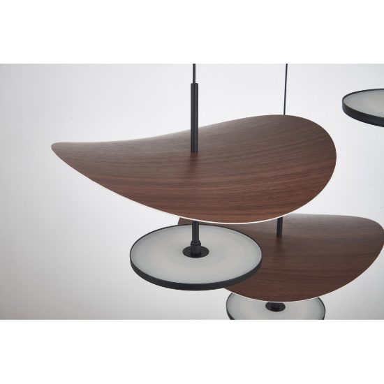 Lampadario a sospensione noce nero per sala da pranzo led 32w cct 2700k 5700k 3 luci dimmerabile