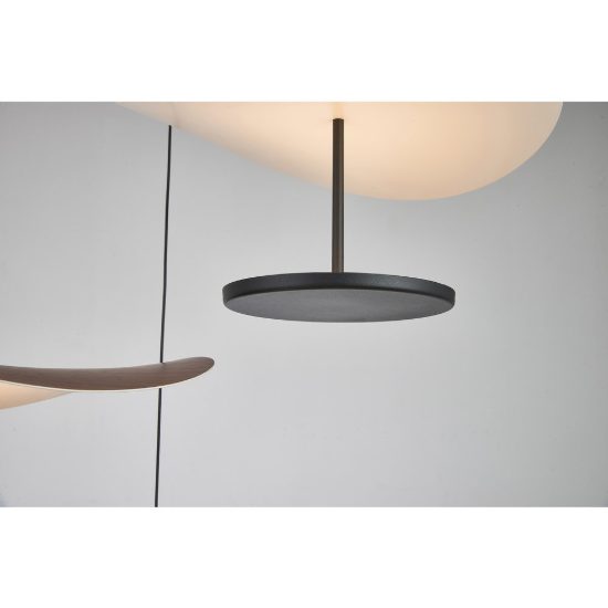 Lampadario a sospensione noce nero per sala da pranzo led 32w cct 2700k 5700k 3 luci dimmerabile