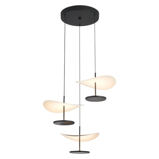 Lampadario a sospensione noce nero per sala da pranzo led 32w cct 2700k 5700k 3 luci dimmerabile