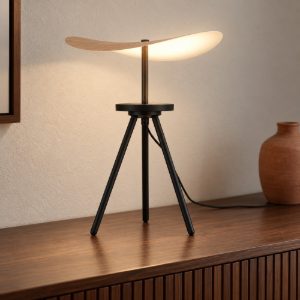 Lampada da tavolo noce nero per sala da pranzo led 12w cct 2700k 5700k dimmerabile