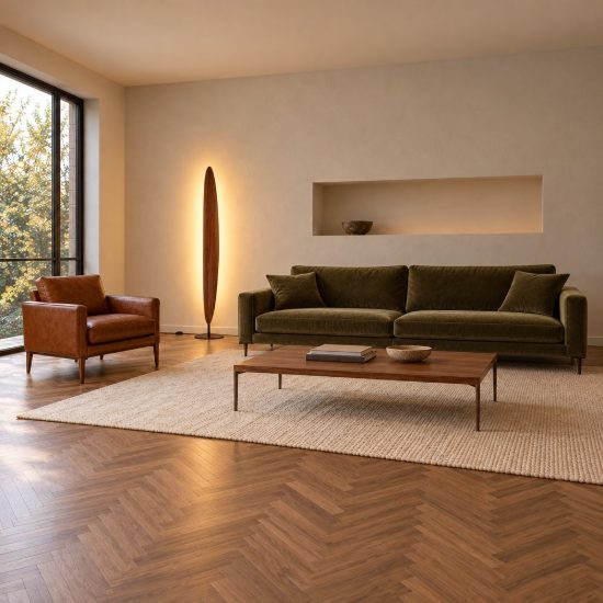 Piantana noce nero per sala da pranzo led 40w cct 2700k 5700k design moderna