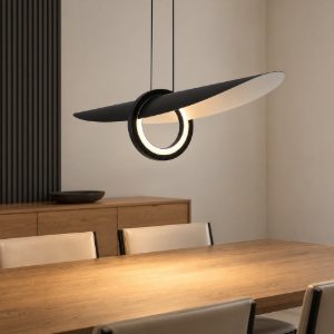 Lampadario lineare per salotto nero a sospensione led 24w 2700k dimmerabile