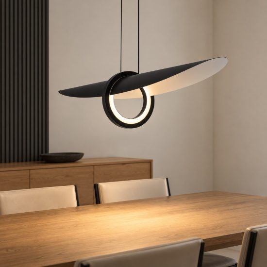 Lampadario lineare per salotto nero a sospensione led 24w 2700k dimmerabile