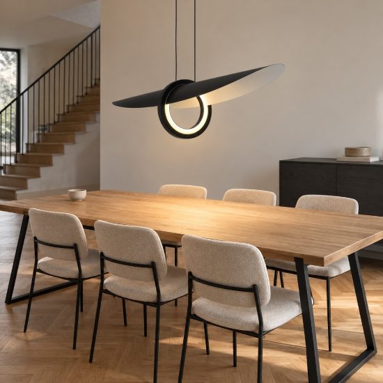 Lampadario lineare per salotto nero a sospensione led 24w 2700k dimmerabile