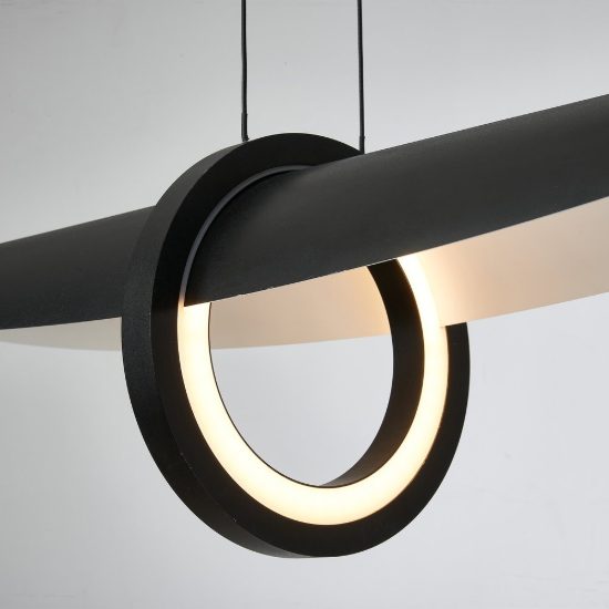 Lampadario lineare per salotto nero a sospensione led 24w 2700k dimmerabile
