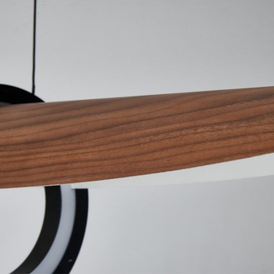 Lampadario lineare per salotto noce a sospensione led 24w 2700k dimmerabile