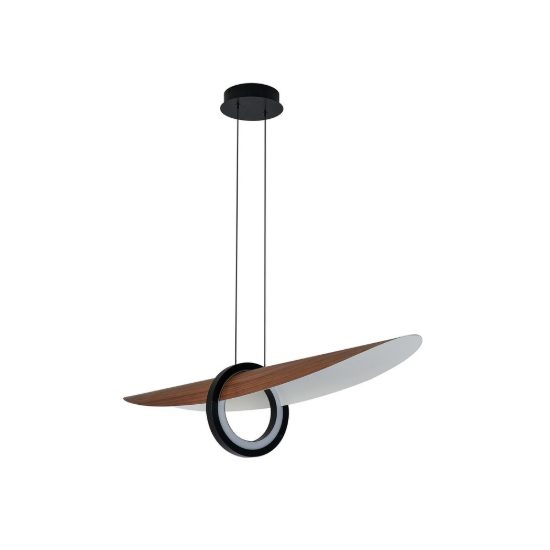 Lampadario lineare per salotto noce a sospensione led 24w 2700k dimmerabile
