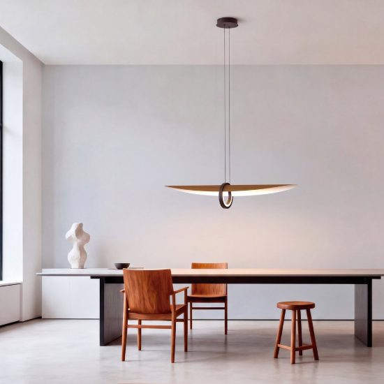Lampadario lineare per salotto noce a sospensione led 24w 2700k dimmerabile