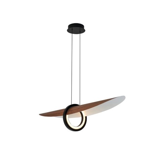 Lampadario lineare per salotto noce a sospensione led 24w 2700k dimmerabile