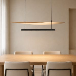 Lampadario led 40w cct 2700k 5700k dimmerabile con telecomando a sospensione per salotto faggio nero