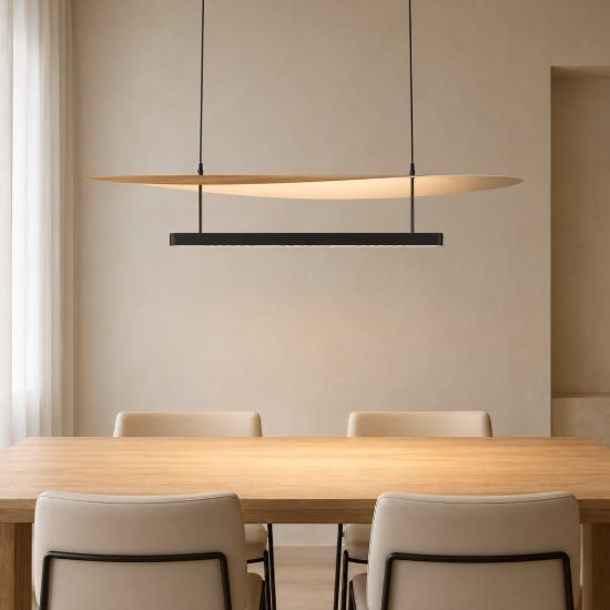 Lampadario led 40w cct 2700k 5700k dimmerabile con telecomando a sospensione per salotto faggio nero