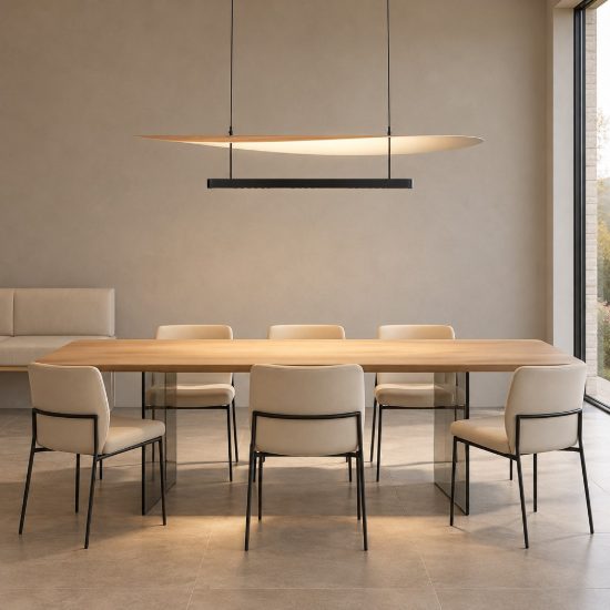 Lampadario led 40w cct 2700k 5700k dimmerabile con telecomando a sospensione per salotto faggio nero