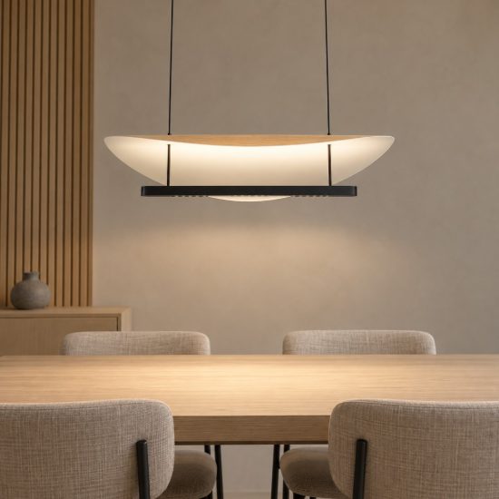 Lampadario led 40w cct 2700k 5700k dimmerabile a sospensione per salotto faggio nero