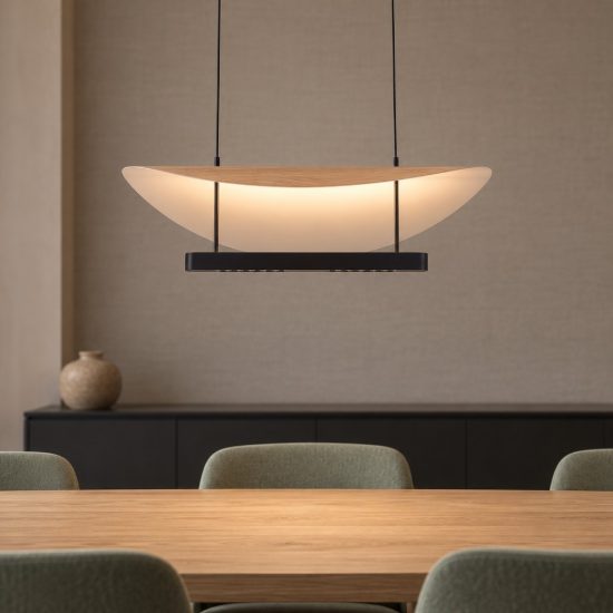 Lampadario led 28w cct 2700k 5700k dimmerabile a sospensione per salotto faggio nero