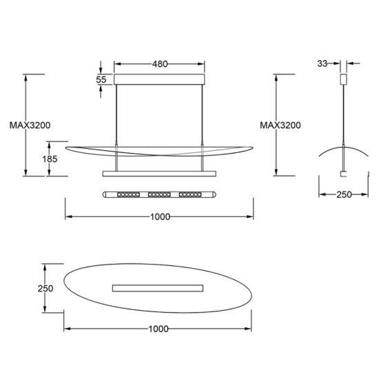 Lampadario a sospensione noce nero per sala da pranzo led 40w cct 2700k 5700k dimmerabile