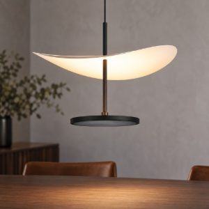 Lampadario a sospensione noce nero per sala da pranzo led 12w cct 2700k 5700k dimmerabile