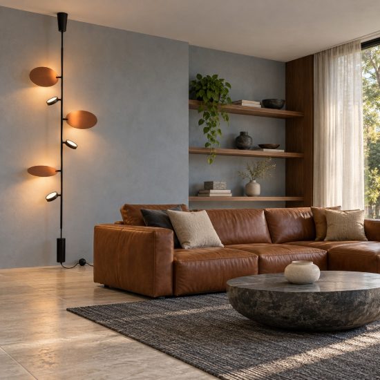 Piantana terra soffitto design moderna nero rame spazzolato per soggiorno led 30w 2700k