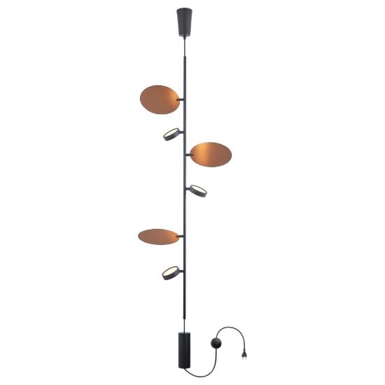 Piantana terra soffitto design moderna nero rame spazzolato per soggiorno led 30w 2700k