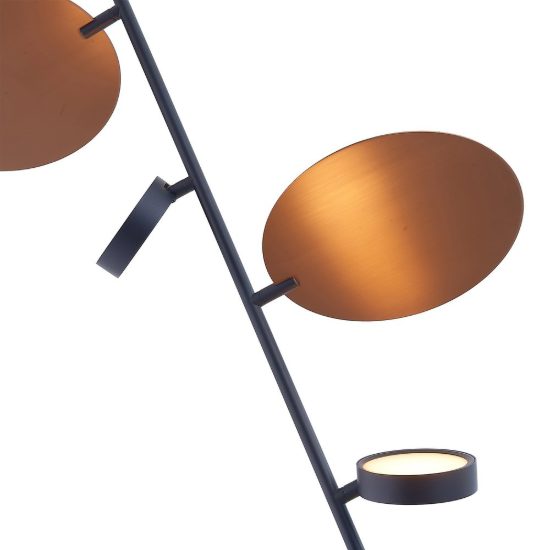 Piantana terra soffitto design moderna nero rame spazzolato per soggiorno led 30w 2700k