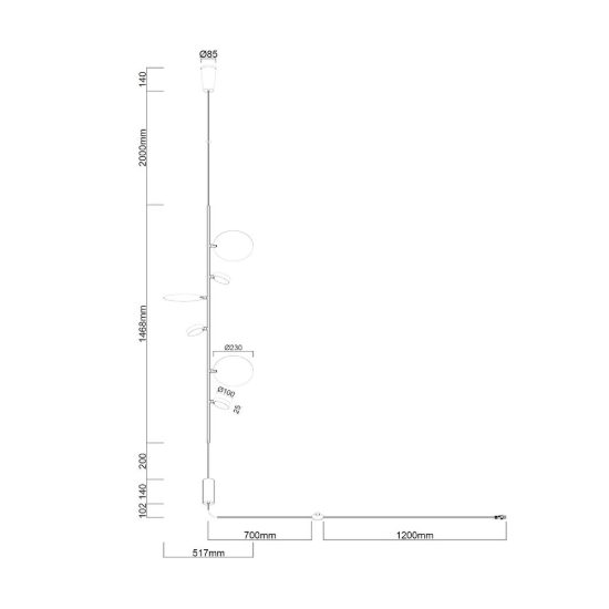 Piantana terra soffitto design moderna nero rame spazzolato per soggiorno led 30w 2700k