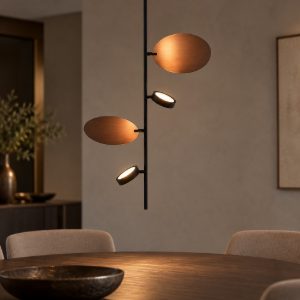 Lampadario a sospensione nero rame spazzolato per soggiorno led 20w 2700k