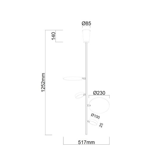 Lampadario a sospensione nero rame spazzolato per soggiorno led 20w 2700k