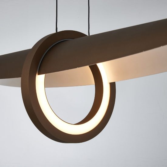 Lampadario lineare caffe moka per soggiorno a sospensione led 24w 2700k dimmerabile