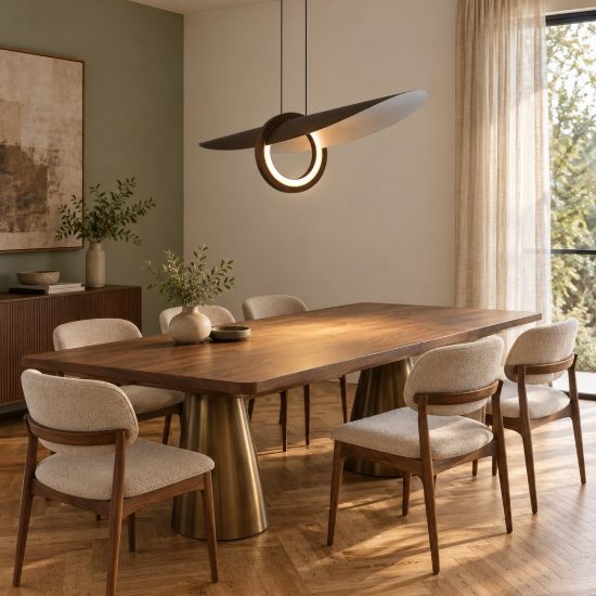 Lampadario lineare caffe moka per soggiorno a sospensione led 24w 2700k dimmerabile