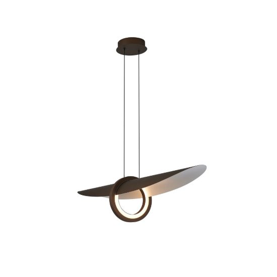 Lampadario lineare caffe moka per soggiorno a sospensione led 24w 2700k dimmerabile