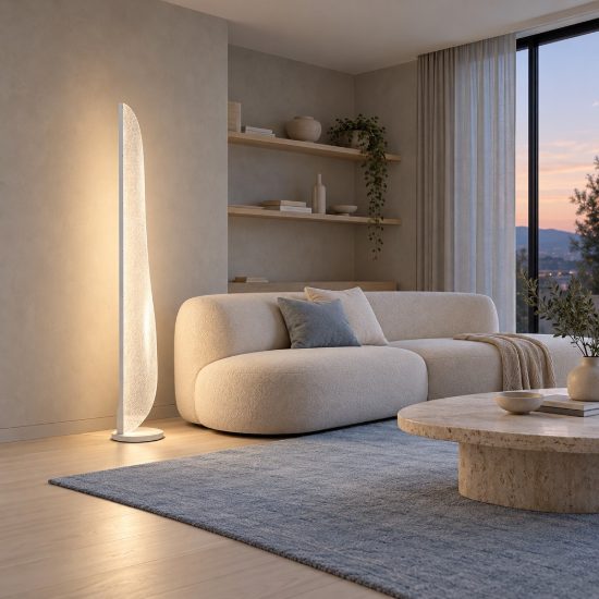 Piantana design moderna led 48w cct 2700k 5000k dimmerabile bianca per soggiorno