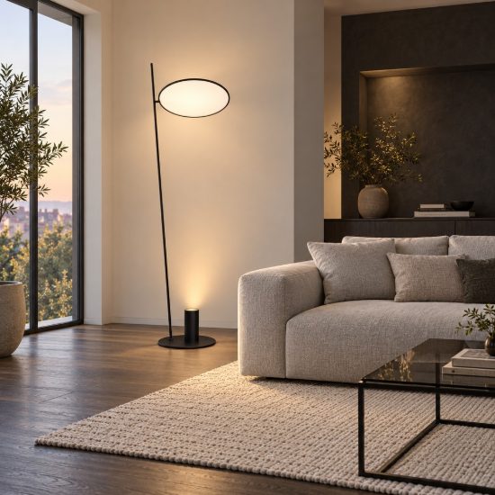 Piantana per salotto nera led 20w 2700k dimmerabile