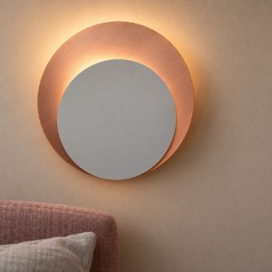 Applique led 28w 2700k dimmerabile bianco rame spazzolato per sala da pranzo