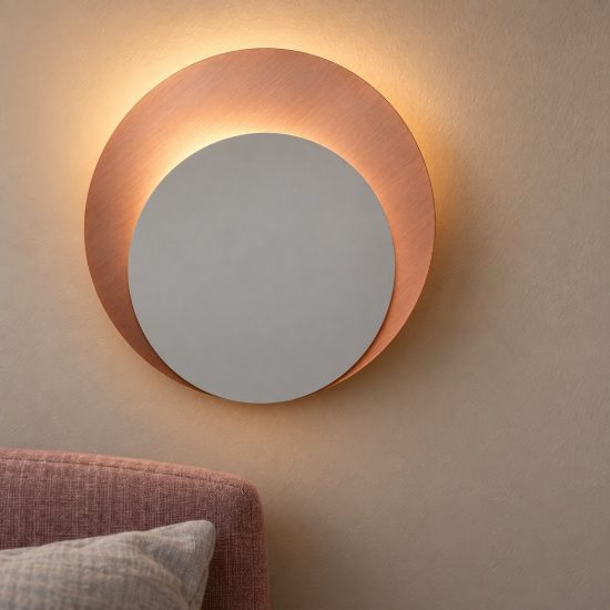 Applique led 28w 2700k dimmerabile bianco rame spazzolato per sala da pranzo