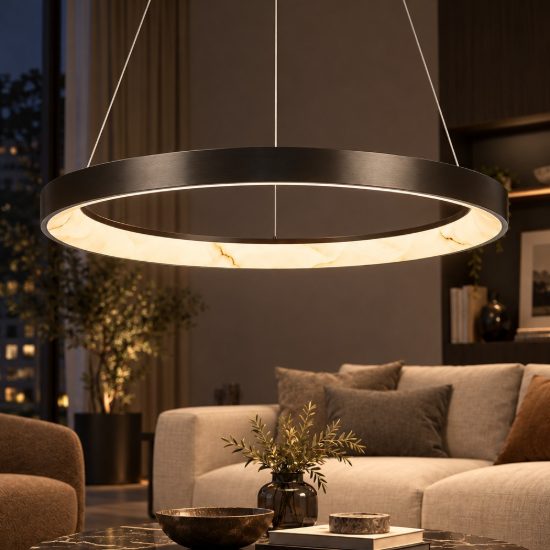 Lampadario a sospensione led 58w cct 2700k 5000k dimmerabile grigio scuro per sala da pranzo