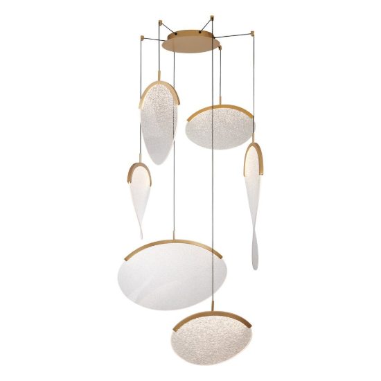 Lampadario design a sospensione oro per soggiorno moderno led 80w 3000k dimmerabile