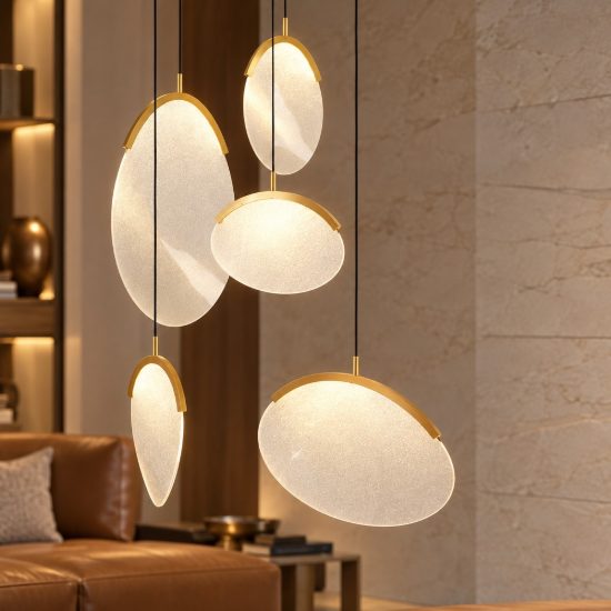 Lampadario design pendenti a sospensione oro per soggiorno moderno led 72w 3000k