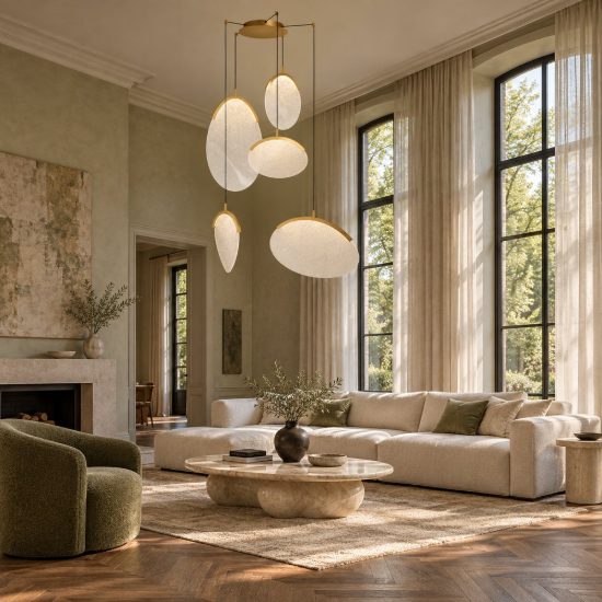 Lampadario design pendenti a sospensione oro per soggiorno moderno led 72w 3000k