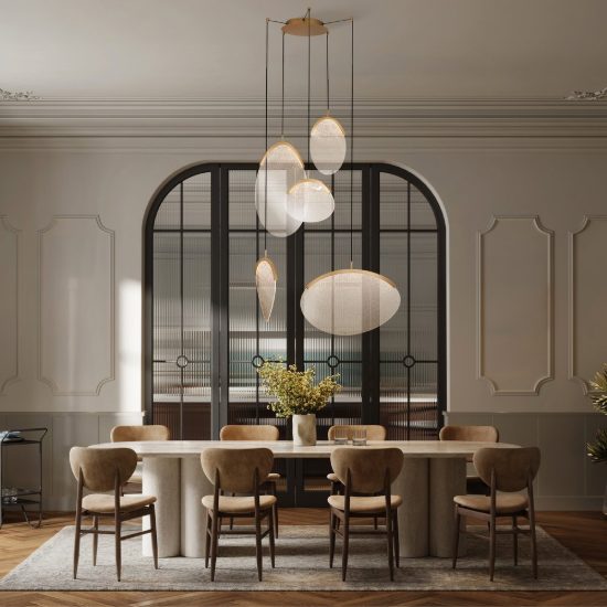 Lampadario design pendenti a sospensione oro per soggiorno moderno led 72w 3000k