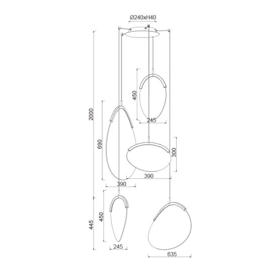 Lampadario design pendenti a sospensione oro per soggiorno moderno led 72w 3000k