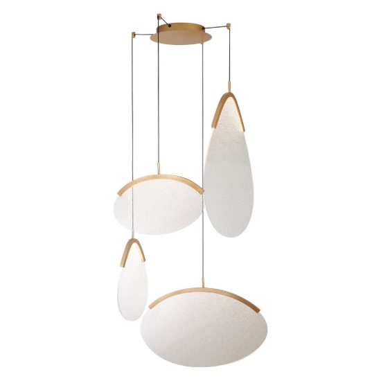 Lampadario a sospensione oro per soggiorno led 54w 3000k dimmerabile
