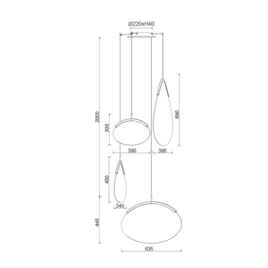 Lampadario a sospensione oro per soggiorno led 54w 3000k dimmerabile
