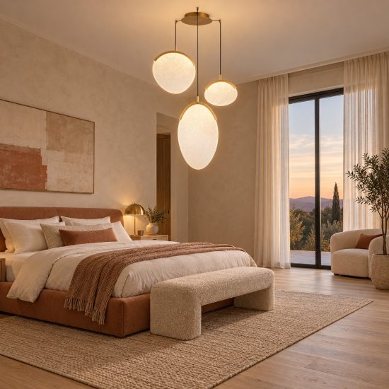 Lampadario a sospensione per camera da letto oro led 40w 3000k