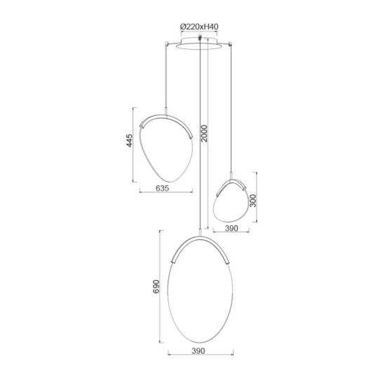 Lampadario a sospensione per camera da letto oro led 40w 3000k