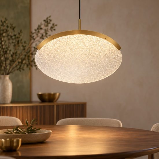 Lampadario a sospensione oro per soggiorno led 12w 3000k dimmerabile