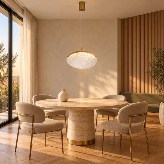 Lampadario a sospensione oro per soggiorno led 12w 3000k dimmerabile