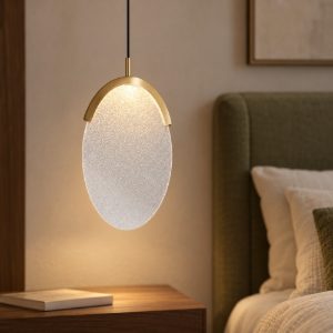 Lampada a sospensione oro per camera da letto led 12w 3000k dimmerabile