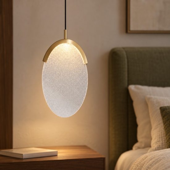 Lampada a sospensione oro per camera da letto led 12w 3000k dimmerabile